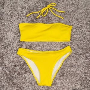 Zaful Halter Ribbed Texture Bikini Set
